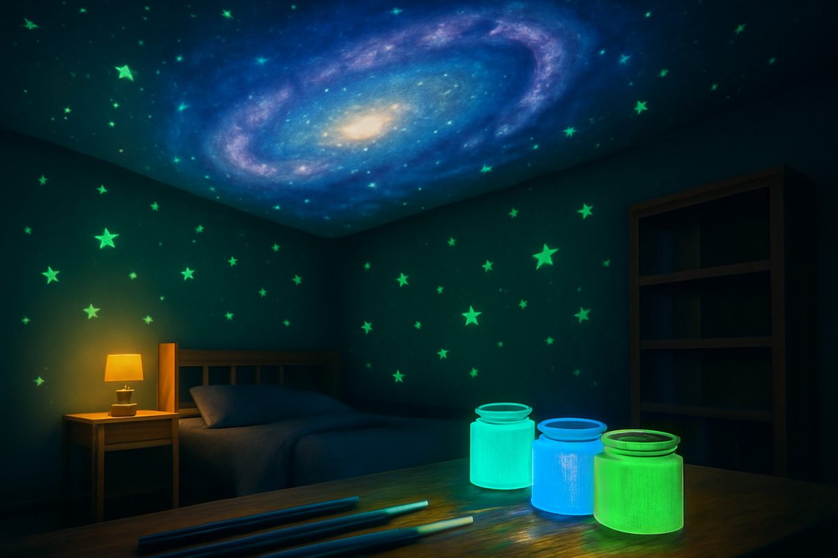 Top 5 Creative & Practical Uses of Glow in Dark Paints 2 GN glow room wide